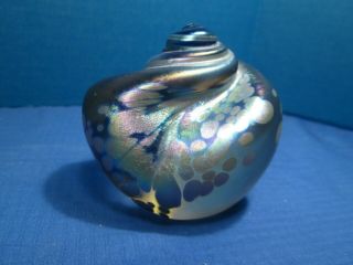 Glass Paperweight Hand Blown - Swirl Design - Artist Signed - Numbered And Dated