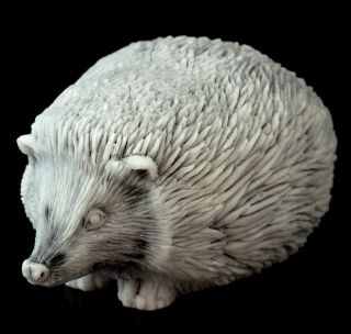 Hedgehog Marble Figurine Stone Statue Russian Art Miniature Animal Sculpture 3 "