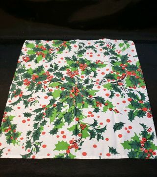 Vintage Cloth Christmas Napkins Holly Berries Set Of 9 Table Setting