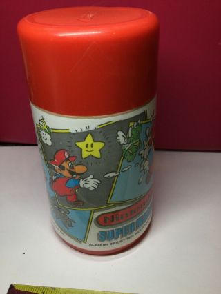 Vintage 1988 Nintendo Mario Bros.  Aladdin Plastic Thermos Only 2