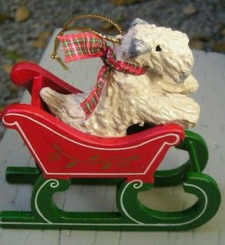 Soft Coated Wheaten Terrier In A Sleigh Christmas Ornament