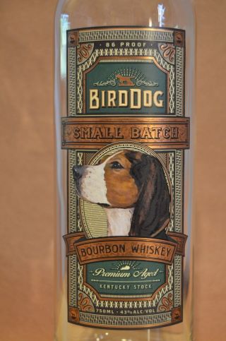 Bird Dog Small Batch Bourbon Whiskey Premium Aged 750 ML Empty Bottle 13 1/2 