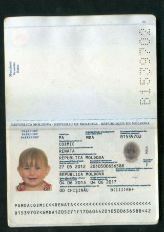 Republic Moldova International Biometric Travel Document For Child Canseled
