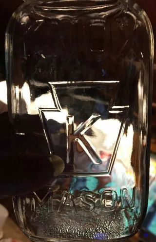 Vintage K in Keystone Knox Embossed Mason Glass Quart Canning Jar EUC No Lid 2