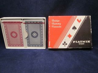 Piatnik Wien Bridge Rummy Canasta Playing Card Deck Set Of 2 Vintage