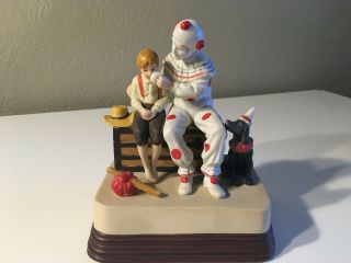 Norman Rockwell Ceramic Music Box Plays Send In The Clowns.  Very Good Cond.