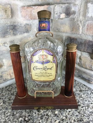 Vintage 1970s Crown Royal 1.  75l Bottle Display Canadian Whiskey Cradle Dispenser