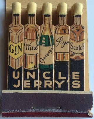 Vtg Feature Matchbook Uncle Jerry’s Wines And Liquors,  Kensas City,  Missouri