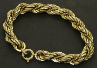 Heavy Vintage Italy 18k Yellow Gold Twisted Rope Link Bracelet