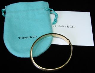 Vintage Tiffany & Co.  14k Yellow Gold Bangle Dome Hinged Bracelet 15.  84g,  Bag