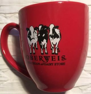 Oberweis Ice Cream & Dairy Store Cows On Red Mug Large Advertising