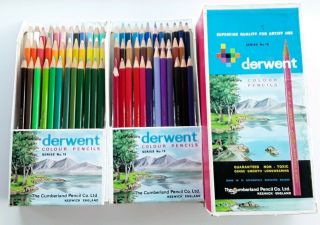 Vintage Derwent Colour Pencils Made In England 72 Color Pencils Set Series 19