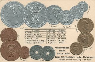 Vintage Netherlands Embossed Copper Silver & Gold Coins Postcard - Walter Erhard