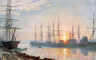 John Stobart Print - Sunrise Over Nantucket In 1835