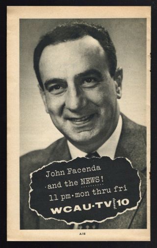 1953 Wcau Philadelphia Tv Guide Ad John Facenda And The News Full Page 5 X 7