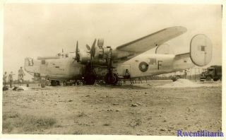 Org.  Photo: British Raf B - 24 Bomber Parked On Airfield In The Pacific