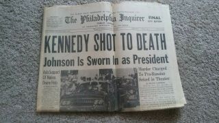 Vintage Philadelphia Inquirer Jfk Kennedy Newspaper 11/23 1963 Philadelphia Pa