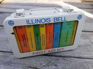 Vintage Illinois Bell Telephone Company First Aid Kit In Metal Case