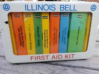 Vintage Illinois Bell Telephone Company First Aid Kit in Metal Case 2