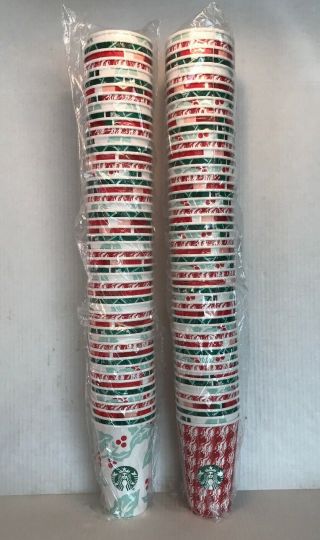 100 Starbucks Holiday Logo Disposable Paper Cups Christmas
