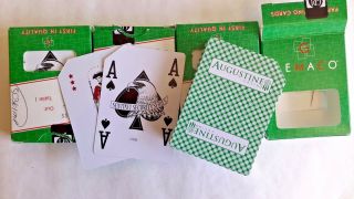 4 Decks - Green Gemaco Usa Black Jack Poker Playing Cards From Augustine Casino