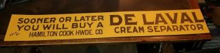 Vintage De Laval Cream Separator Store Sign Hamilton Cook Hwde.  Co.