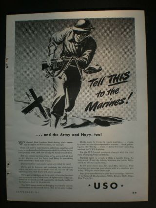 1943 Uso Tell This To The Marines Army And Navy Too Wwii Vintage Trade Print Ad