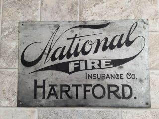Vintage National Fire Insurance Co Hartford Connecticut Metal Sign