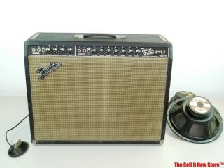 1967 Vintage Fender Twin Reverb Ab763 Guitar Tube Amplifier Amp Black Face Usa