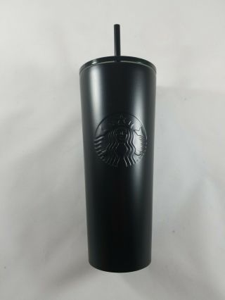 Starbucks 2018 Matte Black Insulated Stainless Steel Cold Cup Tumbler Venti 24oz