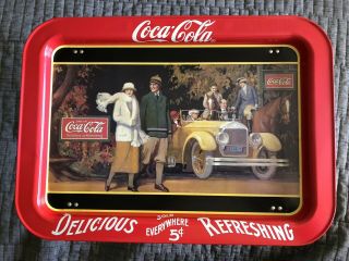 Coca Cola Vintage 1987 Touring Car Metal Lap Tray With Collapsible Legs