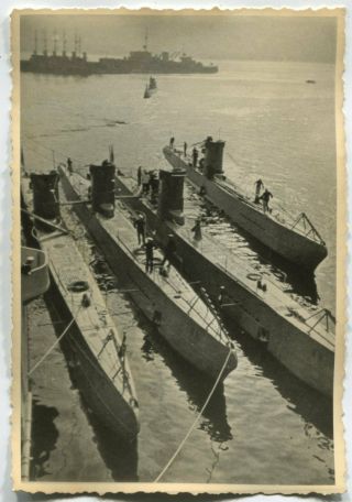 German Wwii Archive Photo: Kriegsmarine U - Boats At Berth In Harbour