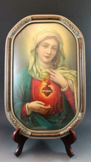 Pr 1940s Lithograph Prints Immaculate Heart of Mary & Sacred Heart of Jesus 2