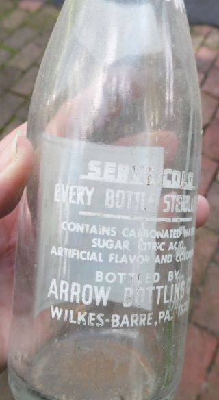 ARROW Quality Beverage Glass Soda Bottle WILKES - BARRE PA Vintage 7 oz. 3