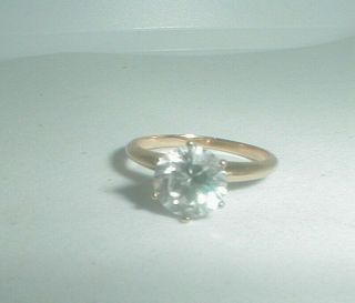 Vintage 14k Gold Engagement Wedding Travel 1 Carat Brilliant Cz Ring Solid