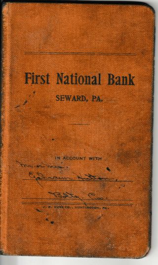 1920s First National Bank Of Seward Pa Westmoreland Co Checks And Bank Book