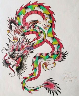 1974 Florida Danny 3d Tattooing Vintage Tattoo Flash Asian Dragon 11x14