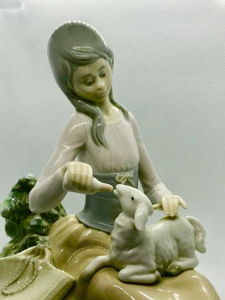 Lladro,  Little Bo Peep,  1312,  Girl Bottle - Feeding Lamb,  Flawless,  7 " X 7 "