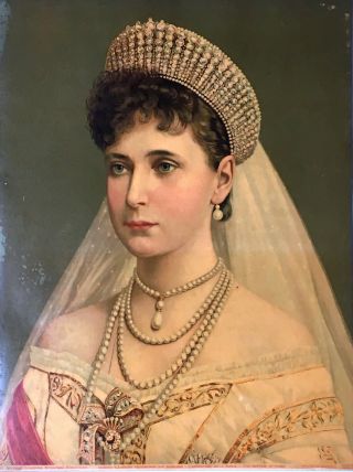 Nicholas II of Russia and Alexandra Fedorovna Romanova / Chromolithograph 1894 3