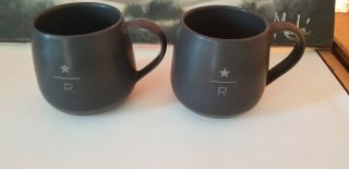 Starbucks R Star Reserve 16 Oz Set Of 2 Coffee Tea Mugs Cups Vintage Charcoal