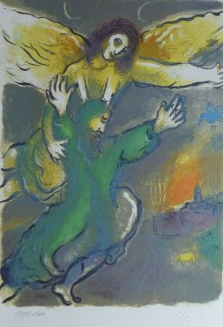 Marc Chagall Exodus Blessing Of Moses Signed Hand Numbered 1727/1800 Lithograph