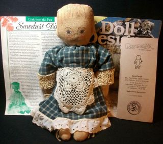 Vintage 1987 Sawdust Doll Tia Primitive Artist Kay Cloud 15 In.  Signed & Dated