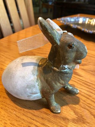 Antique Vtg Paper Mache Easter Bunny Candy Container