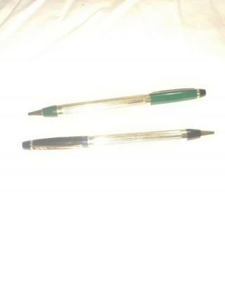 2 Cross Classic Century 12k Gold Filled Ball Point Pens.  1 Black,  1 Green & Gold