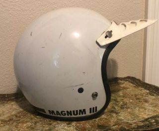 Vintage 1975 Bell Magnum Iii White Motorcycle Helmet Size 7 3/4 - 61 Centimeters