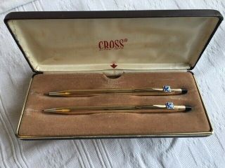 Vintage Cross Ballpoint Pen And Propelling Pencil Set 1/20 10ct Rolled Gold