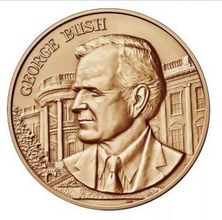 1989 George Hw Bush Sr.  Inauguration 1 - 5/16” Bronze Medal 33mm Coin Cia Director