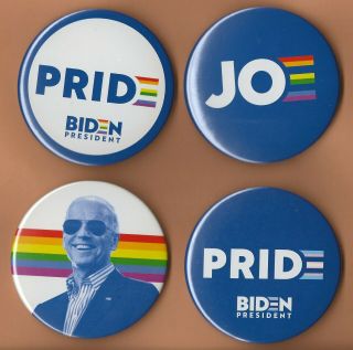 2020 Joe Biden (set Of 4) 3 " / " Official - Pride " Presidential Campaign Buttons