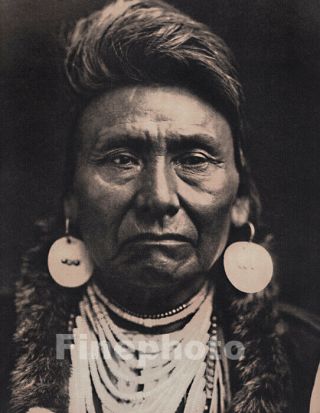 1972 Folio Print Edward Curtis Native American Indian Nez Perce Chief Photo Art