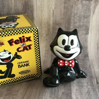 Felix The Cat Ceramic Coin Bank Vintage 1989 With Box 6”